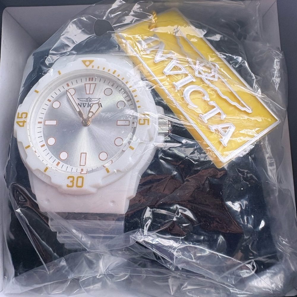 INVICTA Silver Dial Watch with White Transparent Strap